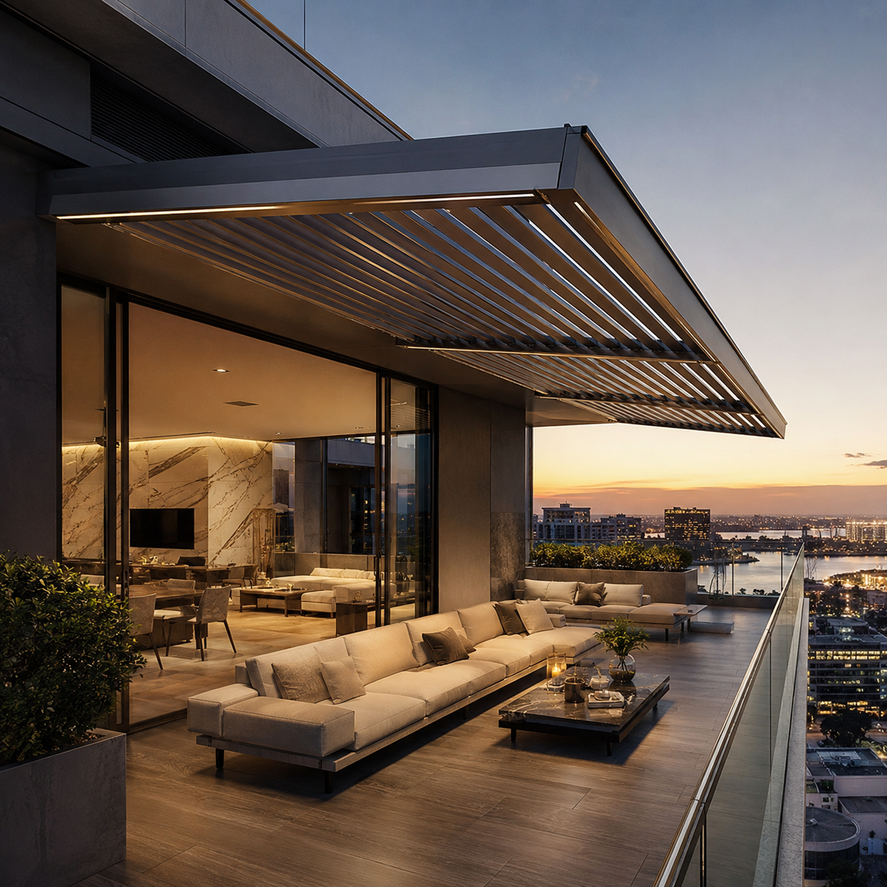 Glass curtain wall building facade